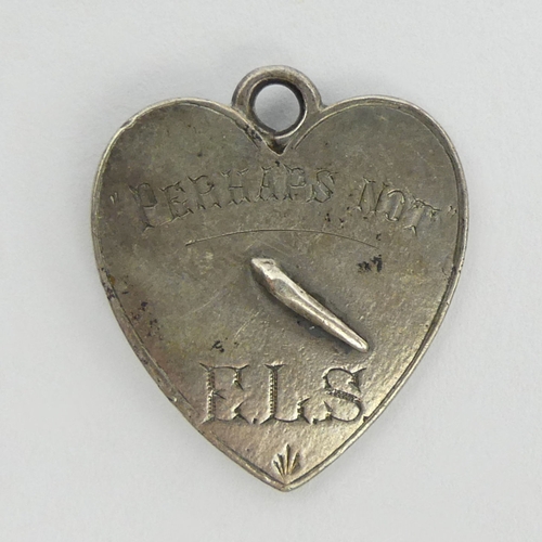 210 - Unusual Boer War heart pendant with dagger piercing and battles to one side, the other with protrudi... 