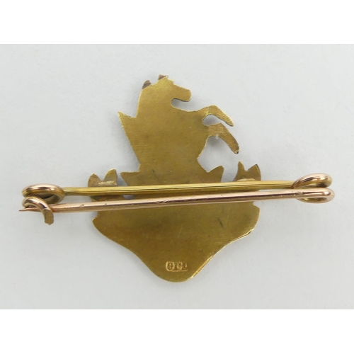 212 - HMS St Vincent Dreadnought battleship 9ct gold and enamel sweetheart brooch. 3.2 grams, 37 x 26mm. U... 