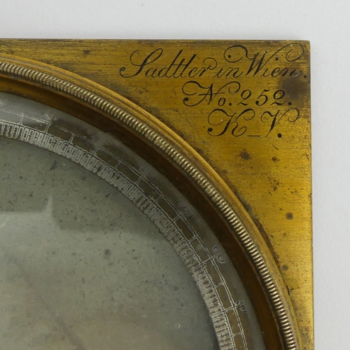 213 - Austrian table compass, No 52 by Gerhard Sadtler, early 19th Century, 12.5 cm sq. UK Postage £12.