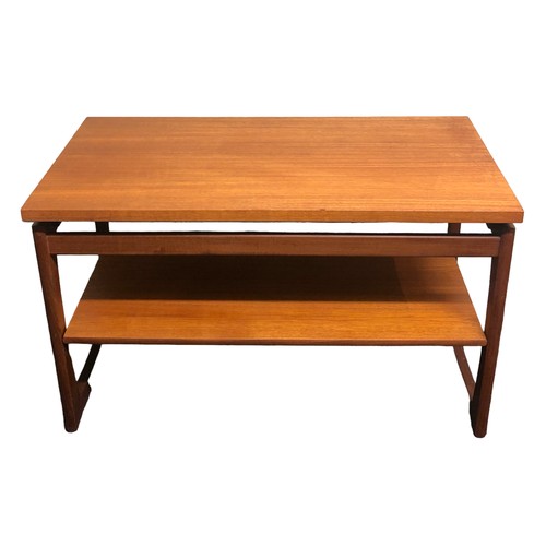 399 - G Plan two tier teak coffee table with the label to the underside. 92 x 46 x 57cm. Collection only.