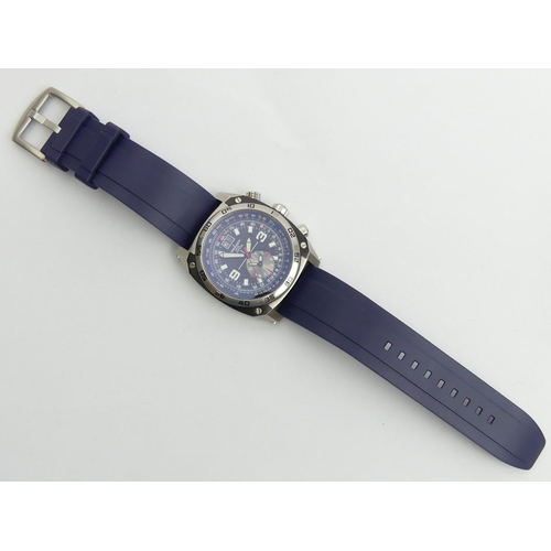 130A - Torgoen Swiss sapphire crystal 10 atm professional pilots watch with a spare stainless steel strap. ... 