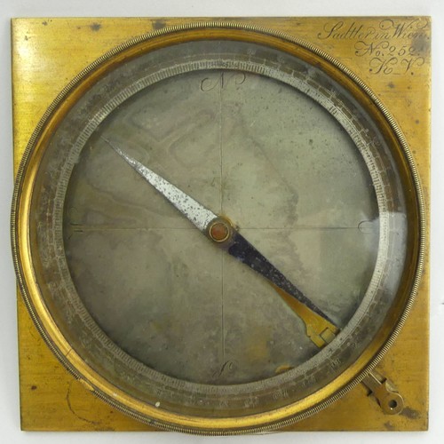 213 - Austrian table compass, No 52 by Gerhard Sadtler, early 19th Century, 12.5 cm sq. UK Postage £12.