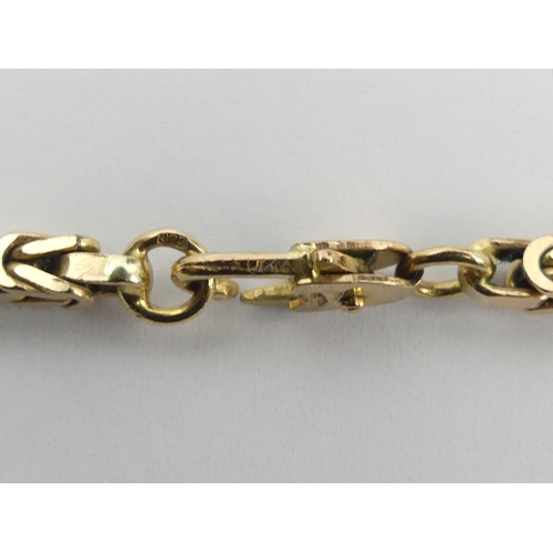 10A - 9ct gold Byzantine link chain necklace, 28 grams, 62cm long, 2.6mm wide. UK Postage £12.