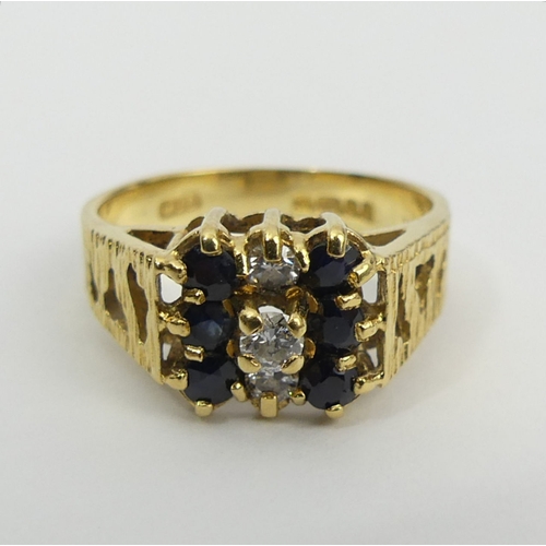 3 - Vintage 18ct gold, sapphire and diamond ring, London 1975, 4.6 grams, 9.3mm, size N. UK Postage £12.