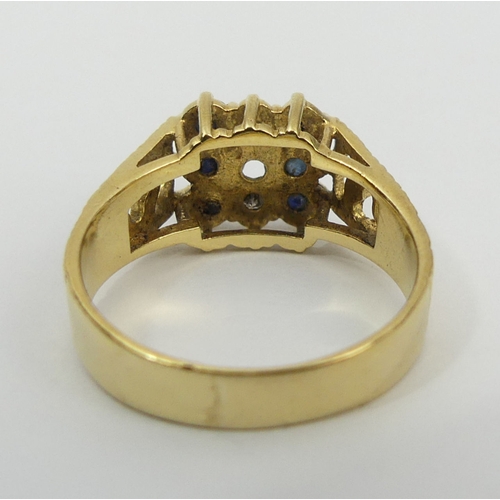 3 - Vintage 18ct gold, sapphire and diamond ring, London 1975, 4.6 grams, 9.3mm, size N. UK Postage £12.