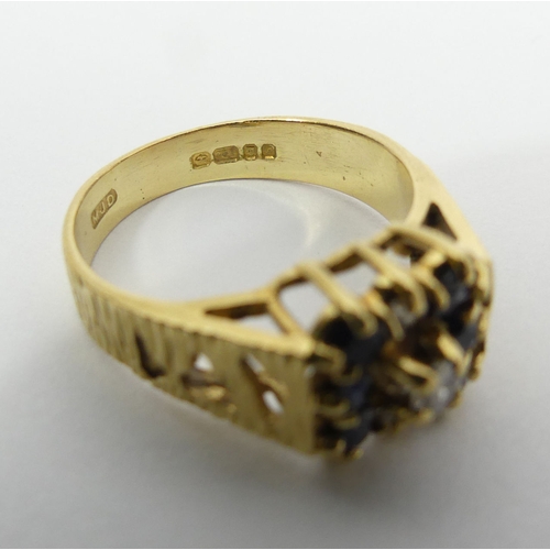 3 - Vintage 18ct gold, sapphire and diamond ring, London 1975, 4.6 grams, 9.3mm, size N. UK Postage £12.