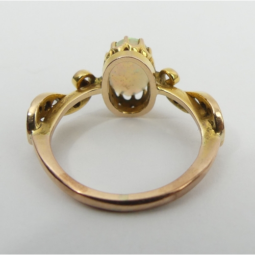 28 - 18ct & 14ct gold opal and diamond ring, 2.9 grams, 10.3mm, size L1/2. UK Postage £12.