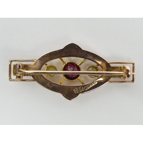 34 - Murrle Bennett 9ct rose gold secessionist brooch, 1.8 grams, 34mm x 15mm. UK Postage £12.