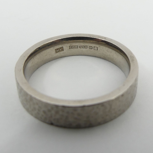 40 - 950 platinum plannished finish wedding ring, 7.8 grams, 5mm, size S1/2. UK Postage £12.