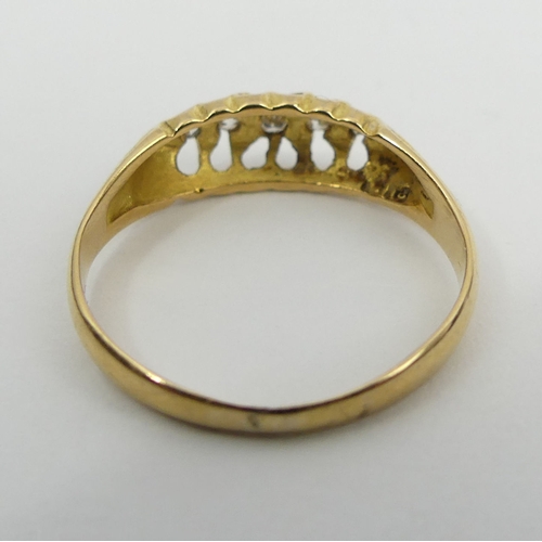 41 - 18ct gold five stone diamond ring, Chester 1913, 1.9 grams. UK Postage £12.