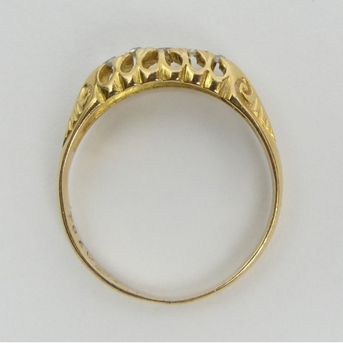 41 - 18ct gold five stone diamond ring, Chester 1913, 1.9 grams. UK Postage £12.