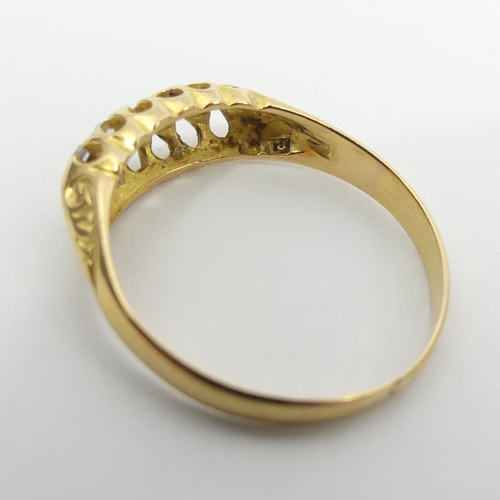 41 - 18ct gold five stone diamond ring, Chester 1913, 1.9 grams. UK Postage £12.