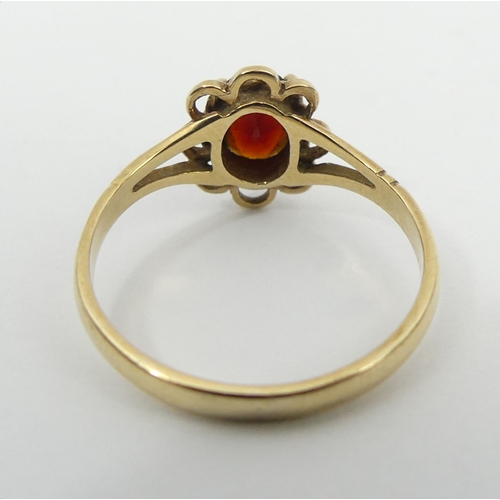 44 - 9ct gold single stone garnet ring, 1.6 grams, 10.2mm, size M. UK Postage £12.