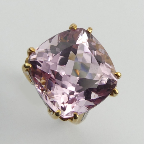 58 - 9ct gold pink topaz and diamond ring, 8.2 grams, 16.4mm, size N 1/2.  UK Postage £12