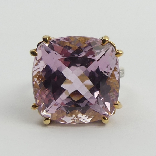 58 - 9ct gold pink topaz and diamond ring, 8.2 grams, 16.4mm, size N 1/2.  UK Postage £12