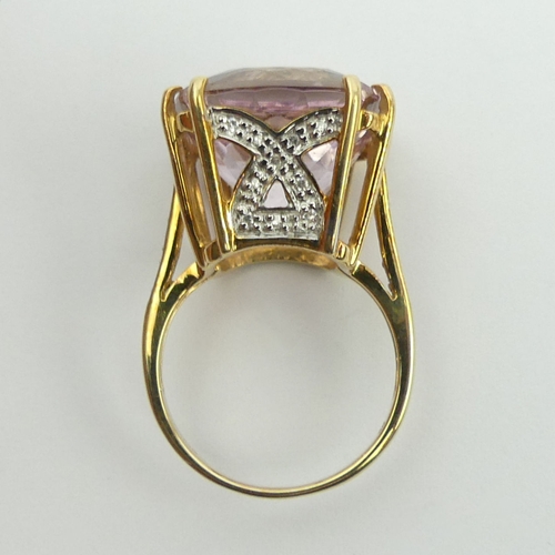 58 - 9ct gold pink topaz and diamond ring, 8.2 grams, 16.4mm, size N 1/2.  UK Postage £12