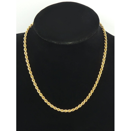 59 - 9ct gold Italian rope twist necklace, 4.1 grams, 42cm. UK Postage £12.