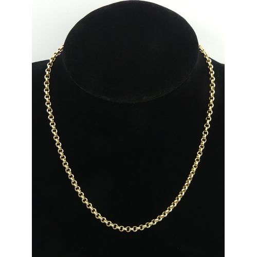 60 - 9ct gold belcher link chain necklace, 7.7 grams, 42cm x 4mm. UK Postage £12.