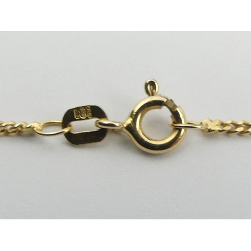 63 - 9ct gold sapphire? pendant and chain, 8.8 grams, sapphire? 15.9mm dia, chain 45cm. UK Postage £12.