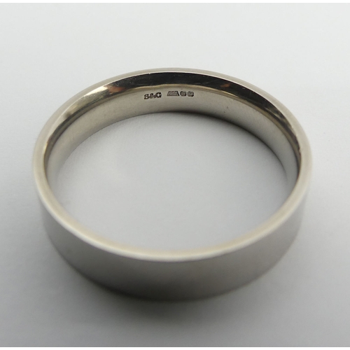 83 - 950 platinum wedding ring, 6 grams, 5mm, size U.  UK Postage £12.