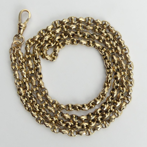 91 - Victorian 9ct gold fancy belcher link chain necklace,20.7 grams, 69cm.  UK Postage £12.