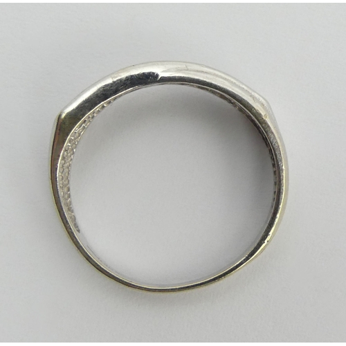 95 - 9ct white gold diamond nine stone ring, 2.3 grams, 5.3mm, size O.  UK Postage £12.