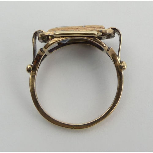 96 - 14ct gold two stone ring, 3.3 grams, 11.5mm, size M. UK Postage £12.