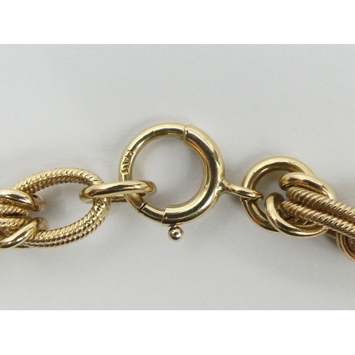 97 - Solid 9ct gold Byzantine type link chain necklace, 51.1 grams, 47cm, 6.4mm. UK Postage £12.