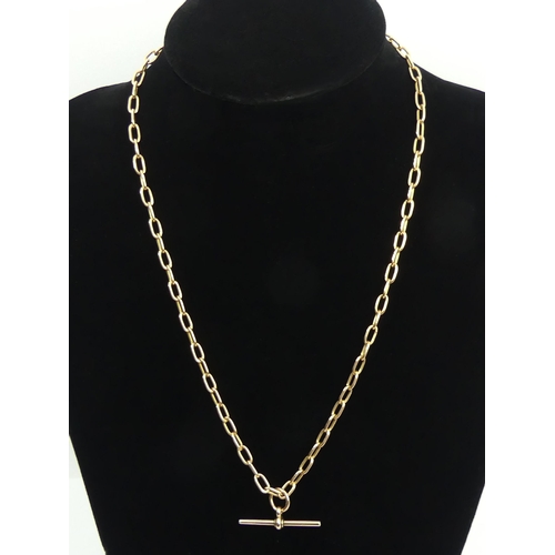 98 - 9ct rose gold cable link chain necklace with a sliding T-bar, 21.2 grams, 53cm, 4.6mm.  UK Postage £... 