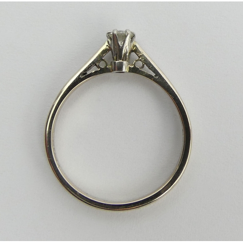 101 - 18ct gold single stone diamond ring, 2 grams, 3.6mm, size L1/2.  UK Postage £12.