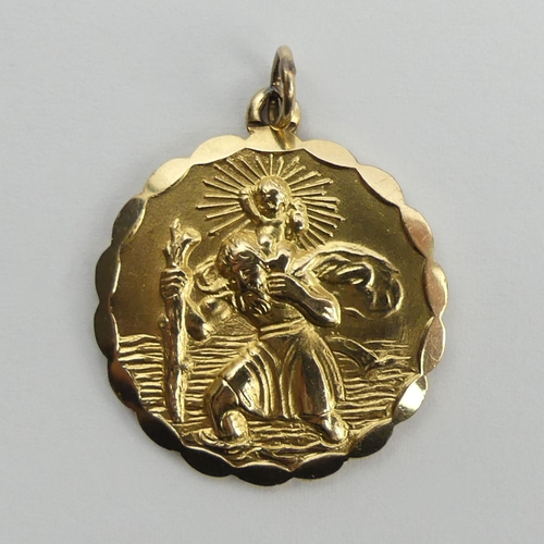 109 - 9ct gold St Christopher pendant, Georg Jensen, London 1967, 6.8 grams. UK Postage £12.