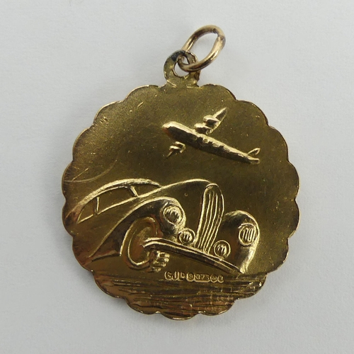 109 - 9ct gold St Christopher pendant, Georg Jensen, London 1967, 6.8 grams. UK Postage £12.