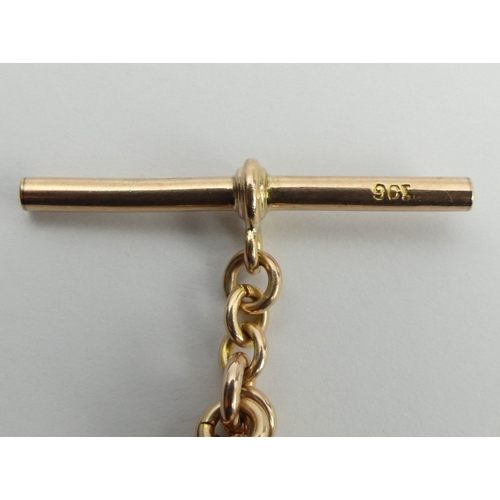 116 - 9ct gold fancy link pocket watch Albert chain and swivel fob, 20 grams. 36.5 cm. UK Postage £12.