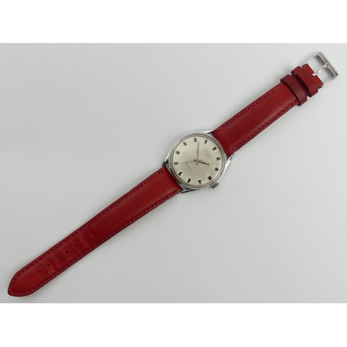 127 - Avia Olympic 17 jewel manual wind gents watch on a red leather strap, 36mm inc. crown. UK Postage £1... 