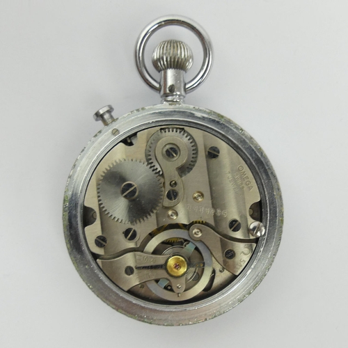 129 - Omega seven jewel movement stop watch, 70mm x 50mm. UK Postage £12.