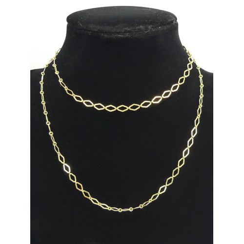 111 - 9ct gold diamond link chain necklace, 4.6 grams, 61cm, 3.8mm wide. UK Postage £12.