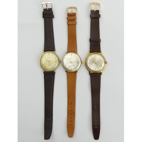 141 - Excalibur, Avia and Poljot gold tone manual wind gents wristwatches, 35mm + 36mm, inc. crowns. UK Po... 