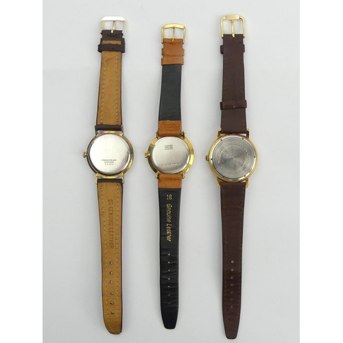 141 - Excalibur, Avia and Poljot gold tone manual wind gents wristwatches, 35mm + 36mm, inc. crowns. UK Po... 