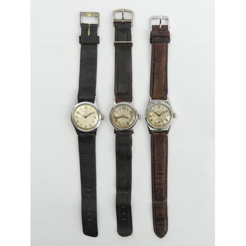 142 - Three vintage gents manual wind watches, West End Watch Co, Cyma and Forsythe. UK Postage £12. 
Cond... 