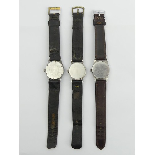 142 - Three vintage gents manual wind watches, West End Watch Co, Cyma and Forsythe. UK Postage £12. 
Cond... 