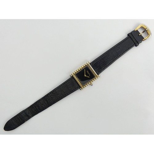 145 - Roy King manual wind silver vermeil watch, London 1975, 29.5mm x 27mm. UK Postage £12. Condition Rep... 