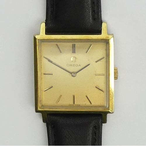 146 - Omega manual wind square face gents watch on an after market strap, 28mm x 34mm. UK Postage £12.
Con... 