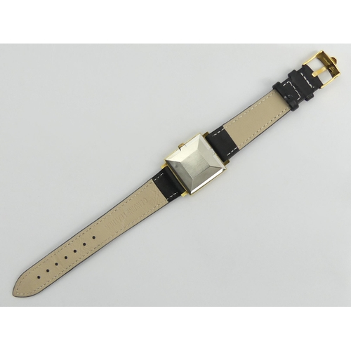 146 - Omega manual wind square face gents watch on an after market strap, 28mm x 34mm. UK Postage £12.
Con... 