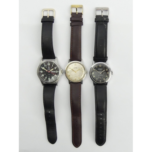 147 - Three gents watches a manual wind Vertex and Regency along with a Quartz Royal London, all on leathe... 