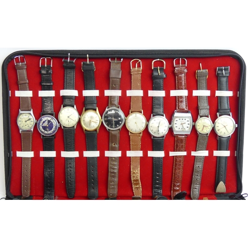 151 - A case of twenty mens watches on leather straps. UK Postage £15.