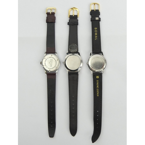 153 - An Elgin manual wind watch, a  Wyler example and a Lanco two tone dial gents watch, 35mm+ 36mm inc. ... 