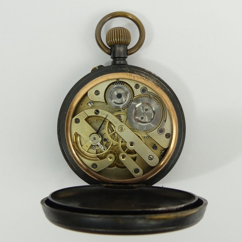 157A - An oversize gun metal pocket watch from the early 20th Century, 95mm x 65mm. UK Postage £12.