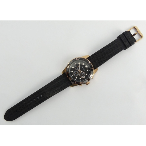 160 - Bulova men's classic black rubber strap chronograph quartz watch (boxed), 46mm inc. crown. UK Postag... 