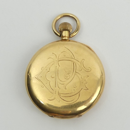 163A - Gents 14ct half hunter pocket watch 73 grams gross, 68 x 49cm. UK Postage £12.