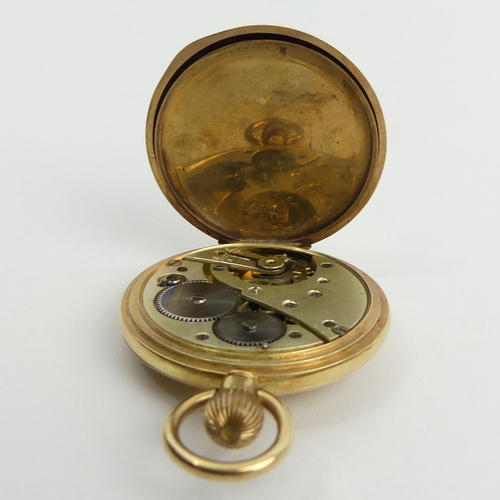 163A - Gents 14ct half hunter pocket watch 73 grams gross, 68 x 49cm. UK Postage £12.